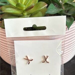Rose Gold Hockey Stick Stud Earrings